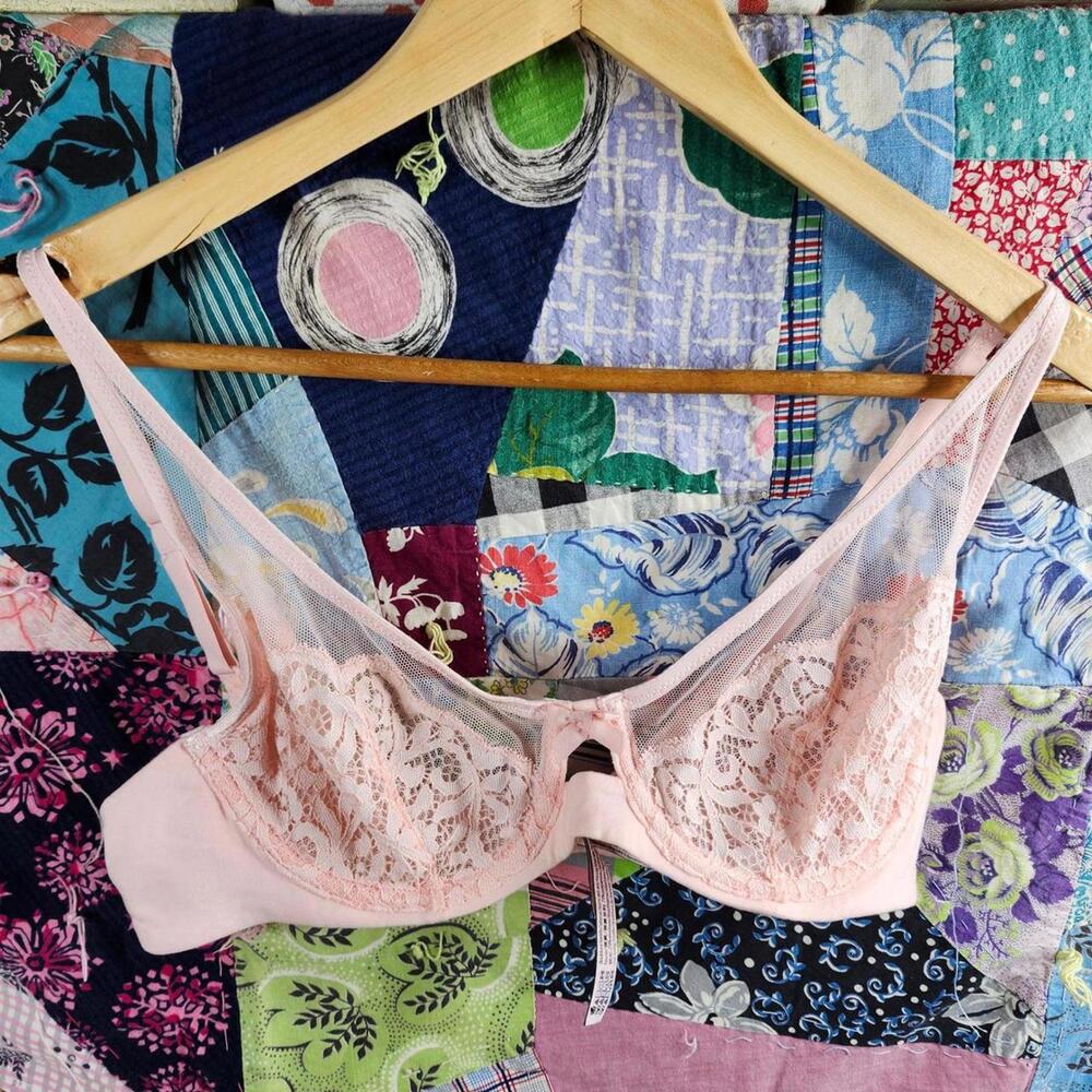Victoria's Secret Unlined Demi Bra Lace Trim Pink Everyday Comfort 36B
